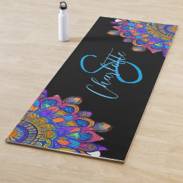Blue Mandala Boho Monogram Yoga Mat Yogamatte