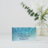Blue Mandala Business Card Visitenkarte (Stehend Vorderseite)