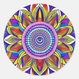 Blue Mandala Classic Round Sticker