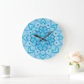 Blue Mandala Clock Große Wanduhr (Zuhause)