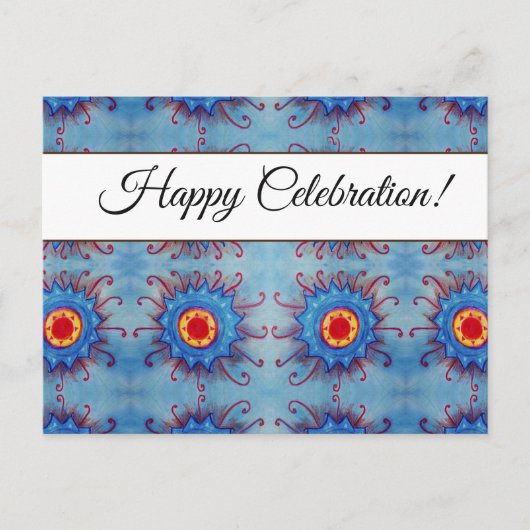Blue Mandala Custom Celebration Postcard Einladungspostkarte (Vorderseite)