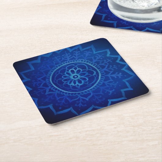 Blue Mandala Custom Square Untersetzer (angewinkelt)
