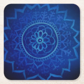 Blue Mandala Custom Square Untersetzer (Vorderseite)