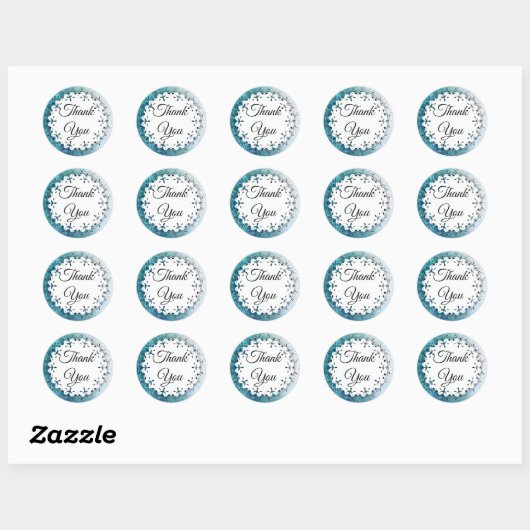 Blue Mandala Danke Stickers (Blatt)