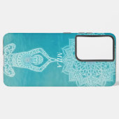 Blue Mandala Design Samsung Galaxy Gehäuse Hülle (Linke Seite)