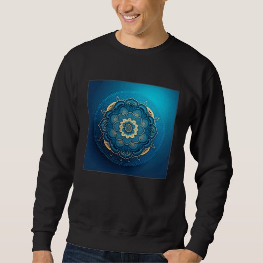 Blue Mandala Divine Illustration Unique Luck Women Sweatshirt (Vorderseite)