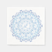 Blue Mandala Editable Initial Paper Napkin Serviette (Vorderseite)