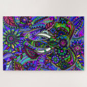 Blue Mandala Elephant Bohemisch Jigsaw Puzzle (Horizontal)