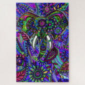 Blue Mandala Elephant Bohemisch Jigsaw Puzzle (Vertikal)