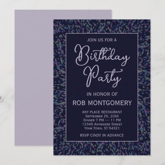 Blue Mandala Geburtstagsparty Einladung (Vorne/Hinten)