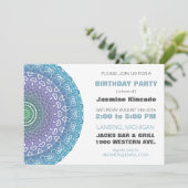 Blue Mandala Geburtstagsparty Einladungen (Stehend Vorderseite)