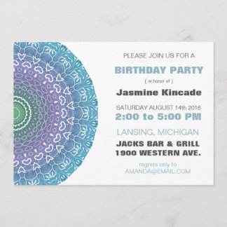 Blue Mandala Geburtstagsparty Einladungen