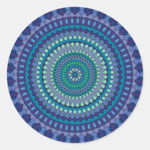 Blue Mandala Geburtstagsparty Runder Aufkleber