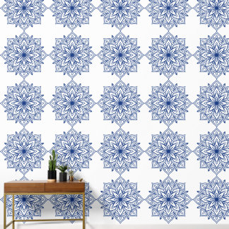 blue mandala geometric seamless pattern decorative tapete