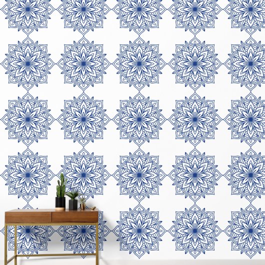 blue mandala geometric seamless pattern decorative tapete (Hausflur)