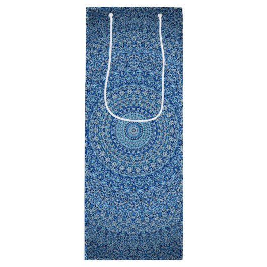 Blue Mandala Geschenktüte Für Weinflaschen (Vorderseite)