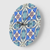 Blue Mandala Herz Thunder_Cove Große Wanduhr (Winkel)