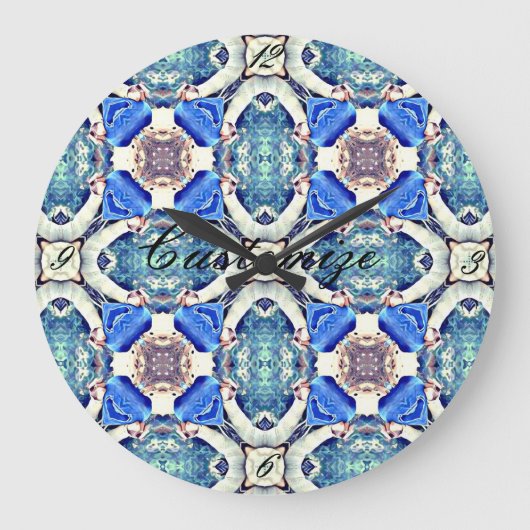 Blue Mandala Herz Thunder_Cove Große Wanduhr (Vorderseite)