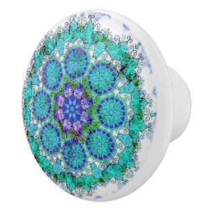 Blue mandala Keramik Pull Keramikknauf
