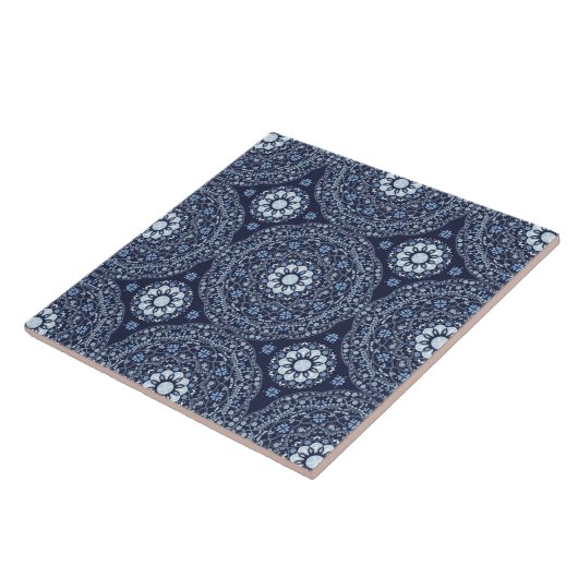 Blue Mandala Keramik Tile Fliese (Seite)