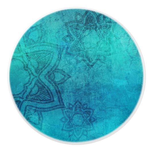 Blue Mandala Keramikknauf (Vorderseite)