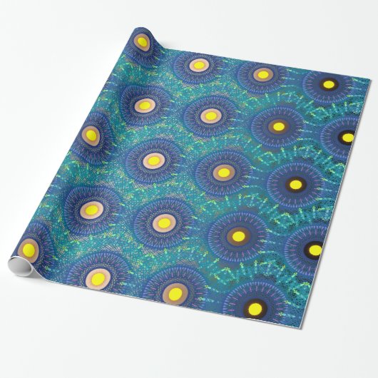 Blue Mandala-like Abstrakt Geschenkpapier (Ungerollt)
