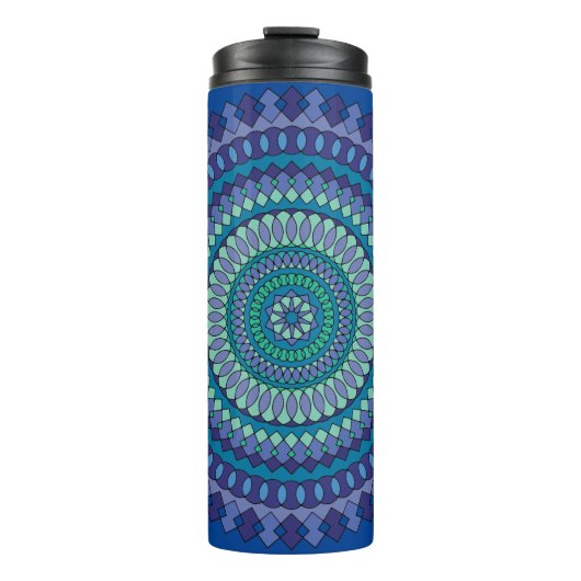 Blue Mandala mit Personalisiertem Textnamen Thermosbecher (Vorderseite)