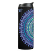 Blue Mandala mit Personalisiertem Textnamen Thermosbecher (Nach links gedreht)