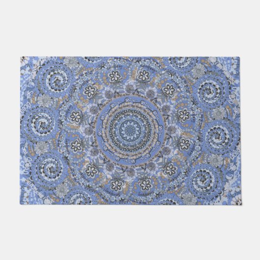 Blue Mandala mit Strandleben Fußmatte (Vorderseite)