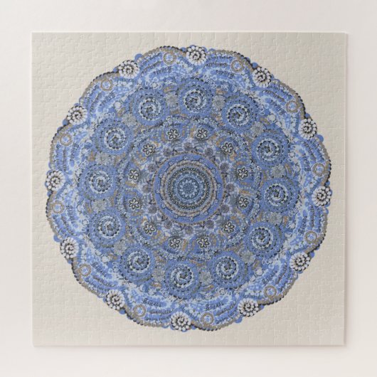 Blue Mandala mit Strandleben Puzzle (Horizontal)