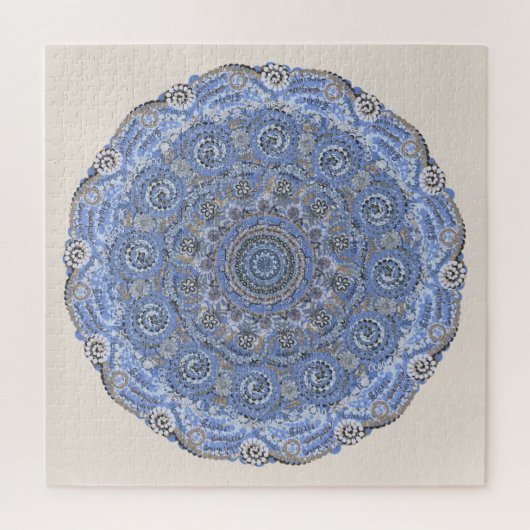 Blue Mandala mit Strandleben Puzzle (Vertikal)