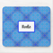 Blue Mandala Muster Boho Name Mousepad (Vorne)