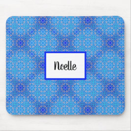 Blue Mandala Muster Boho Name Mousepad