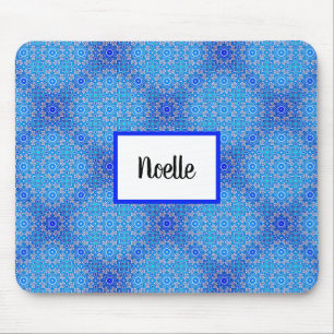 Blue Mandala Muster Boho Name Mousepad