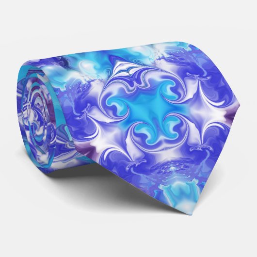 Blue Mandala Neck Tie Krawatte (Gerollt)