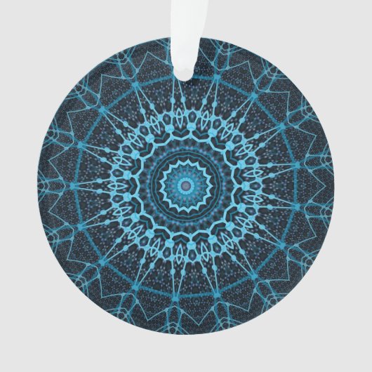 Blue Mandala Net Retro Hippie Trippy Boho Chic Ornament (Vorderseite)
