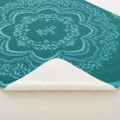 Blue Mandala on a Dark Green Background Sherpadecke (3/4)