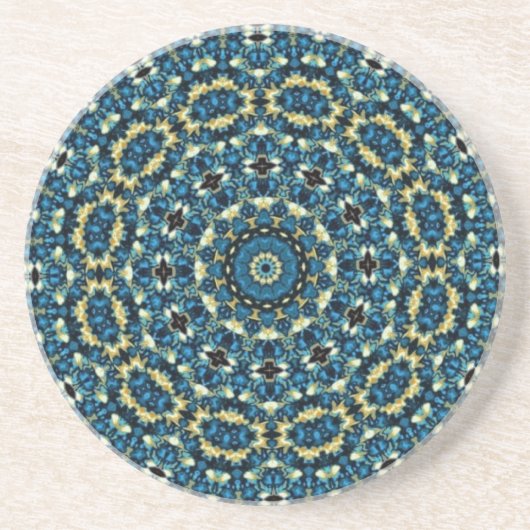 Blue Mandala Pattern Sandstein Untersetzer (Vorne)