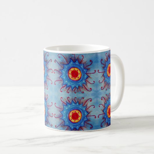 Blue Mandala Pattern Tasse (VorderseiteRechts)