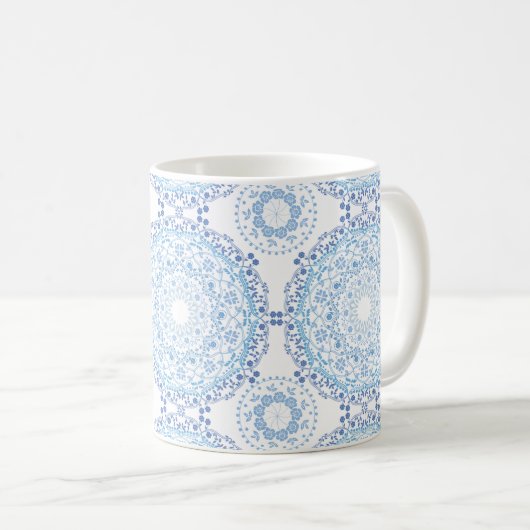 Blue Mandala Pattern Tasse (VorderseiteRechts)