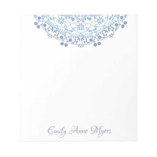 Blue Mandala Personalisiert Note Pad Notizblock (Vorderseite)