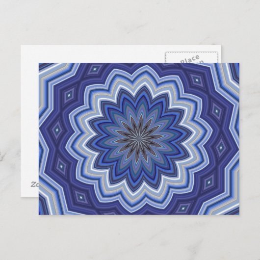 Blue Mandala Postkarte (Vorne/Hinten)