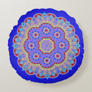 Blue Mandala Round Pillow Rundes Kissen