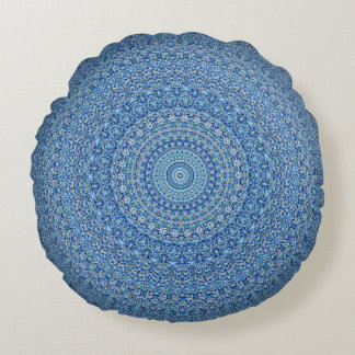 Blue Mandala Rundes Kissen