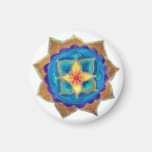 Blue Mandala Small, 3,2 cm Round Magnet