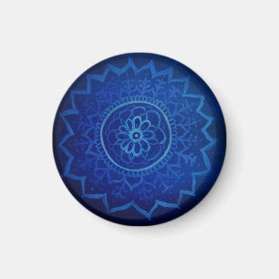 Blue mandala Small, 3,2 cm Round Magnet
