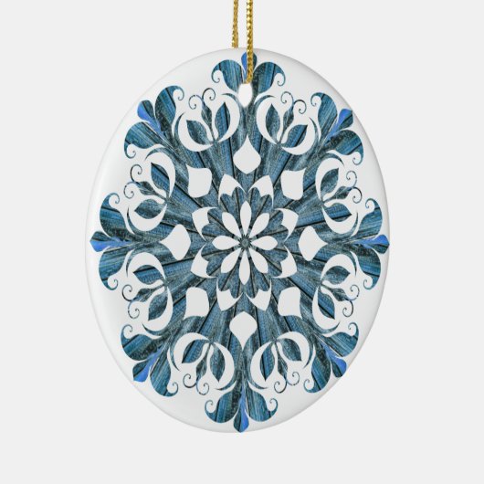 Blue Mandala Snowflake Keramik Ornament (Rechts)