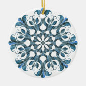 Blue Mandala Snowflake Keramik Ornament (Vorne)