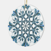 Blue Mandala Snowflake Keramik Ornament (Links)