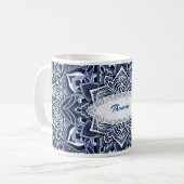 Blue Mandala Snowflake Tasse (Vorderseite Links)
